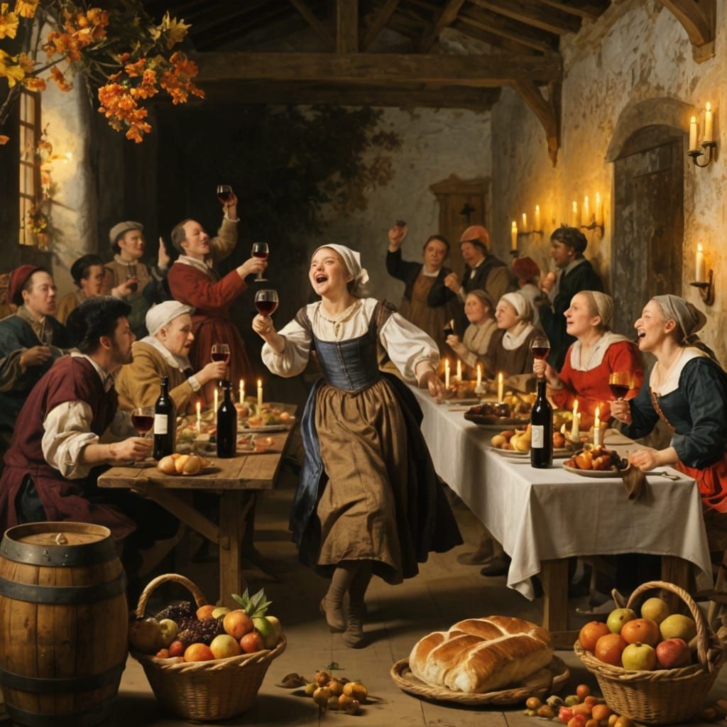 Peasant Harvest Celebration with Wine and Dance