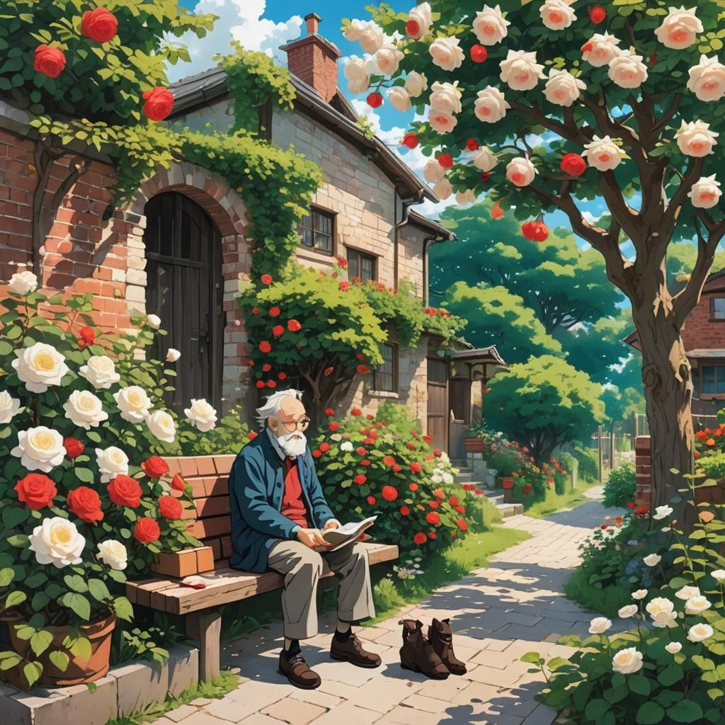 Hidden Flower Garden in Studio Ghibli Style