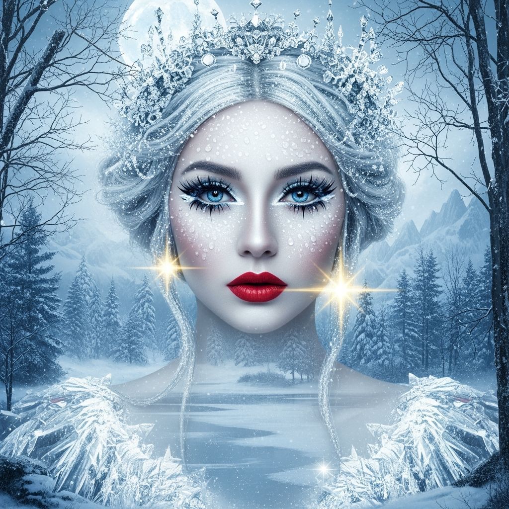 Winter Goddess Portrait in Snowy Forest