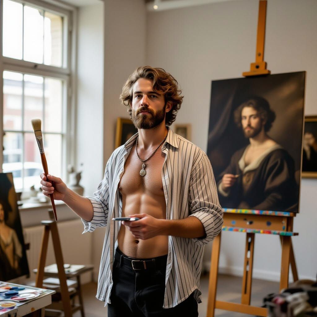 Artist Paints Unveiled Self in Silent Gallery