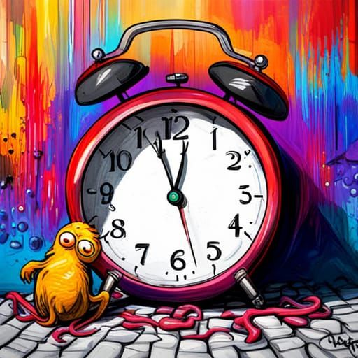 Silly Googly Eye Alarm Clock in Graffiti Style