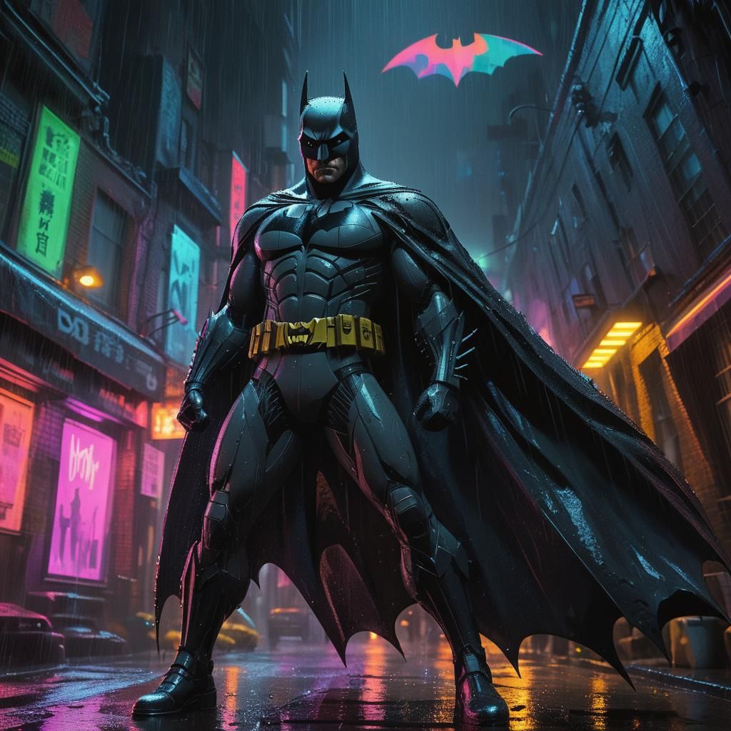 Batman in Gotham's Crime Alley: Noir Concept Art
