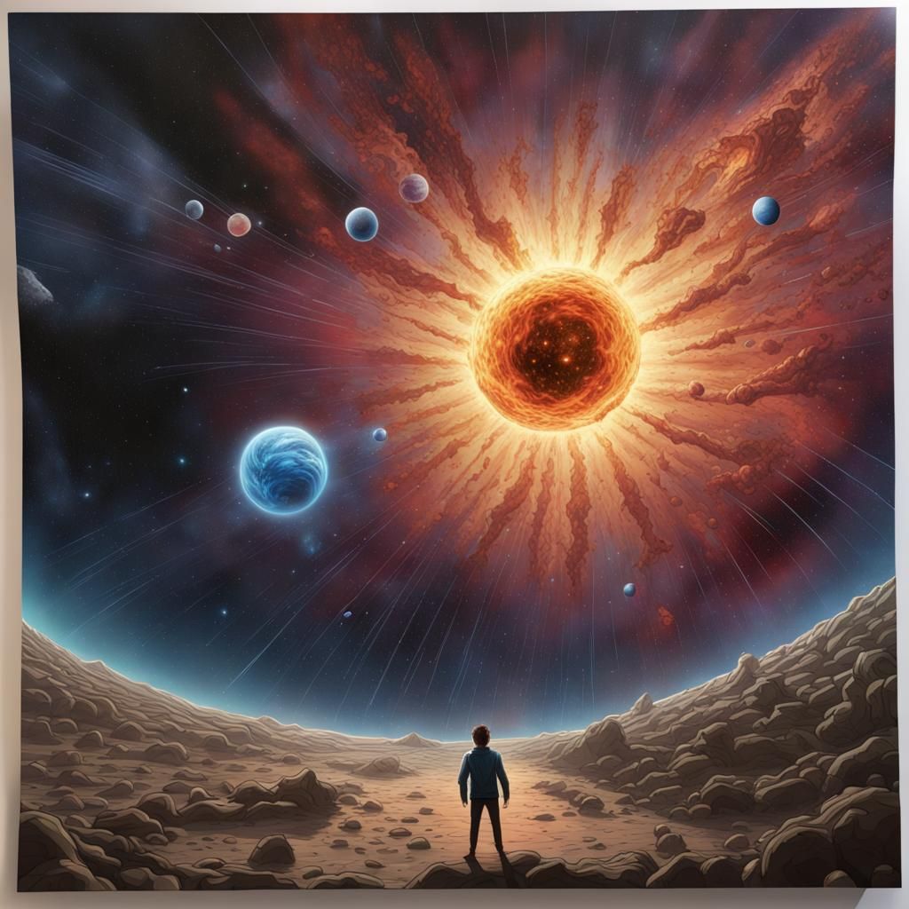 Cosmic Last Stand in Hyperrealistic Graffiti Art