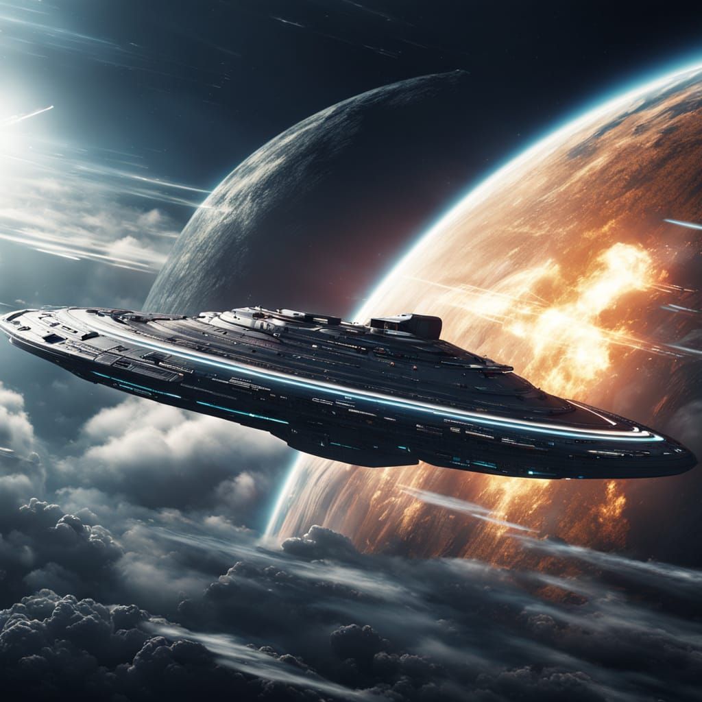 Enterprise Spaceship Exploration: Hyperrealistic Digital Art