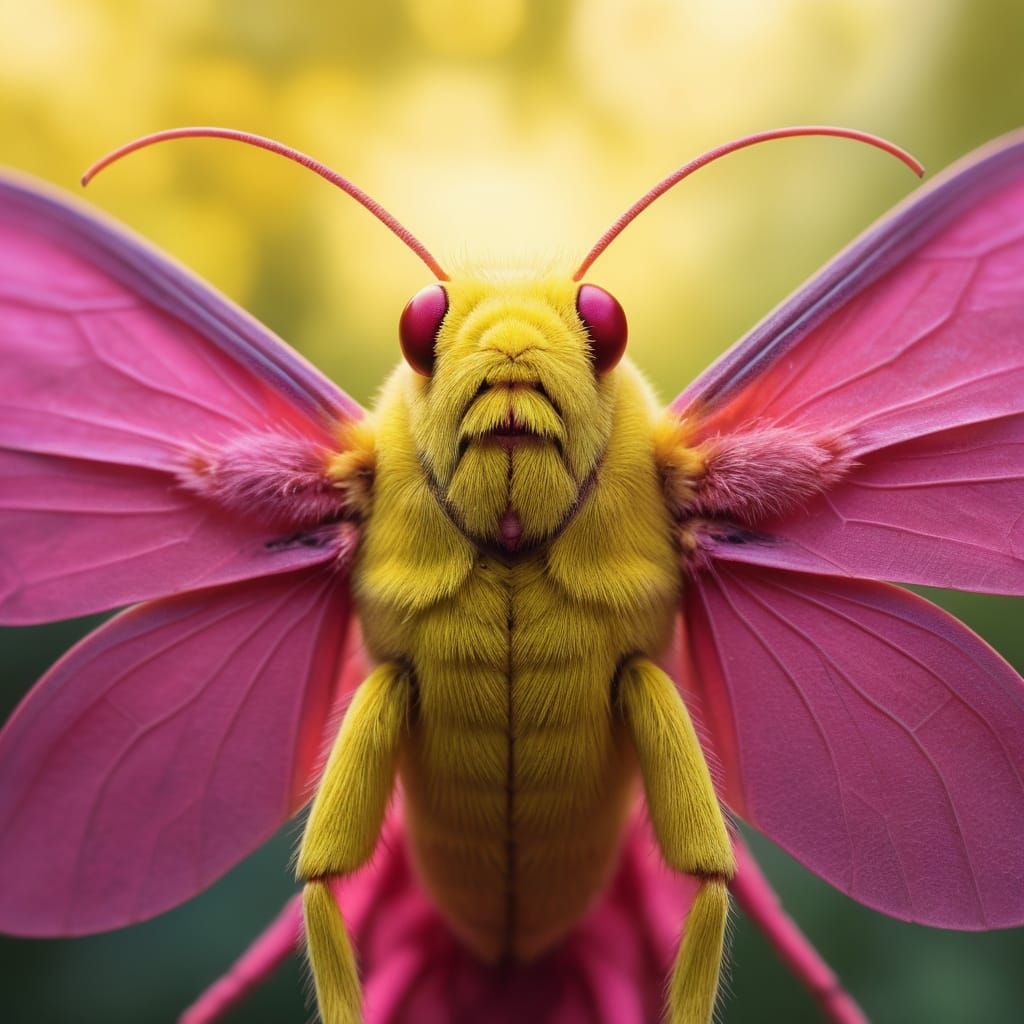 Macro Photograph of Rosy Maple Moth