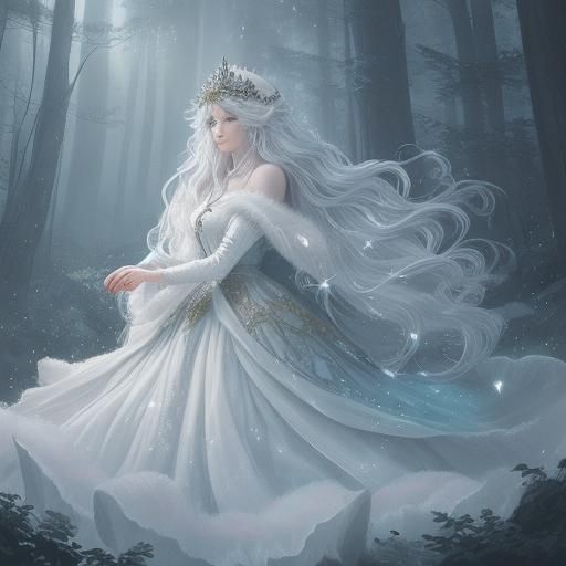 Enchanting Princess Connects with Stag in Moonlit Forest