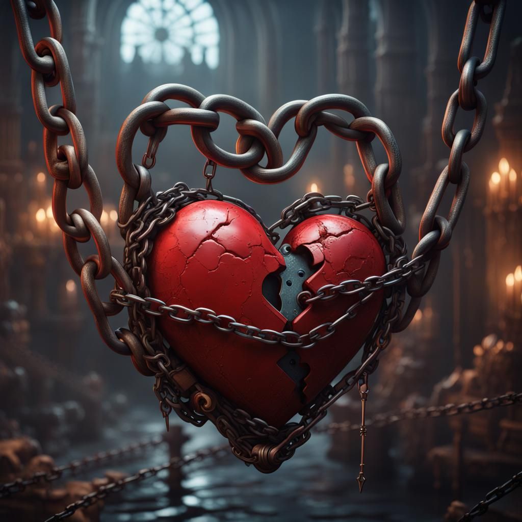 Broken Heart Secured with Chains: Fantasy Concept Art