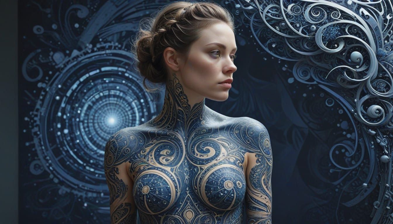 Fractalized Goddess of Womanhood in Elegant, Intricate Patte...