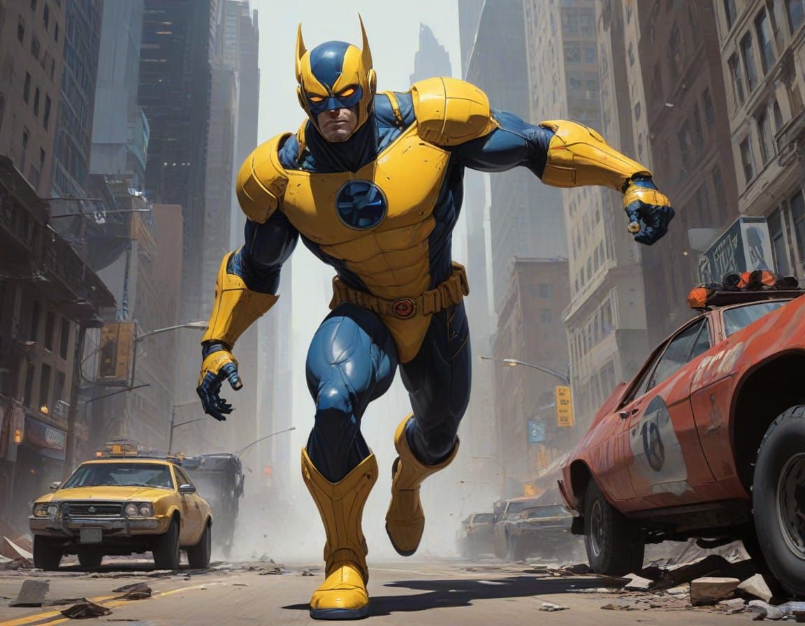 Goliath Marvel Hero in Classic Blue and Yellow Costume