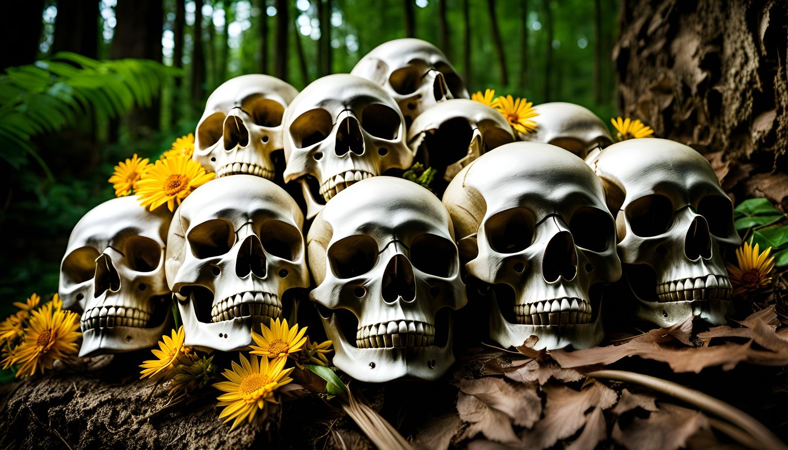 Bouquet of Skulls in Nature: 50mm Lens