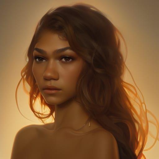 Zendaya Portrait in Hyperdetailed Art Style