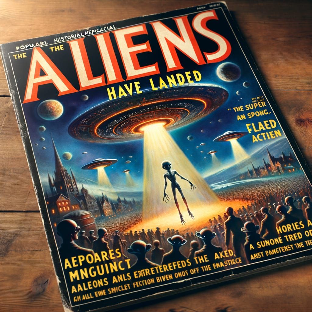 Vintage Magazine Cover: Aliens Land on Earth