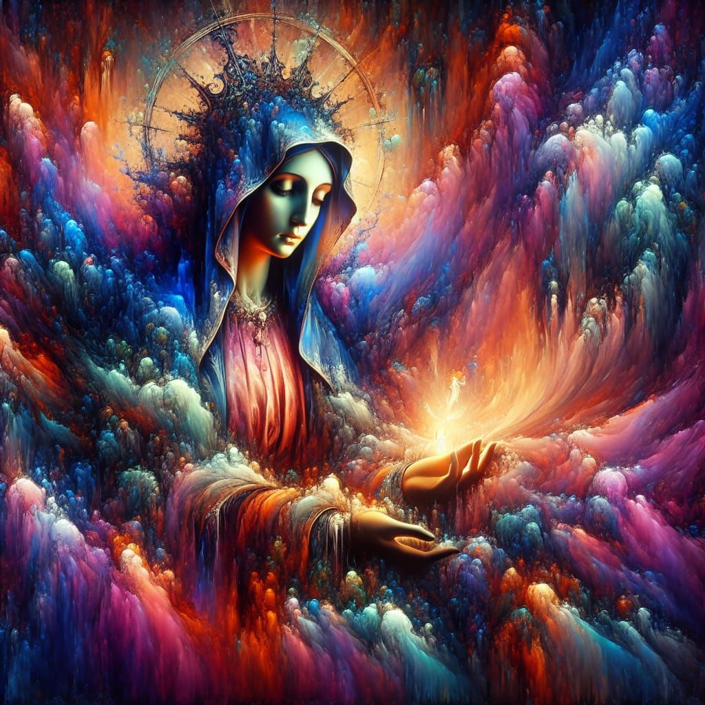 Detailed Matte Painting of Holy Mary