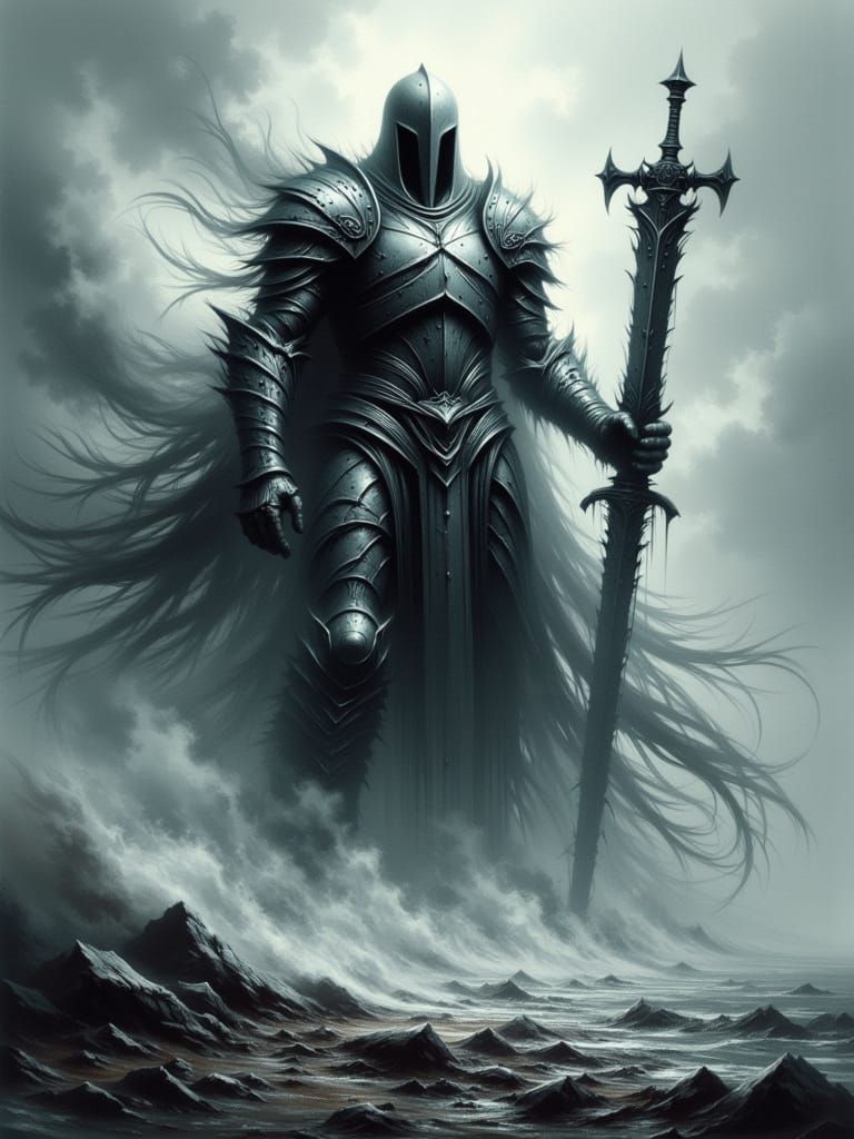 Spectral Knight Rises in Digital Matte Painting Style