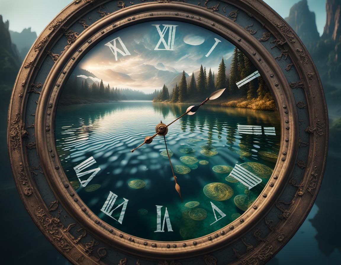 Clock Face Ripples: Double Exposure Lake Image