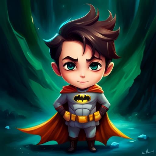 Adorable Chibi Batman Splash Art in 8K Resolution