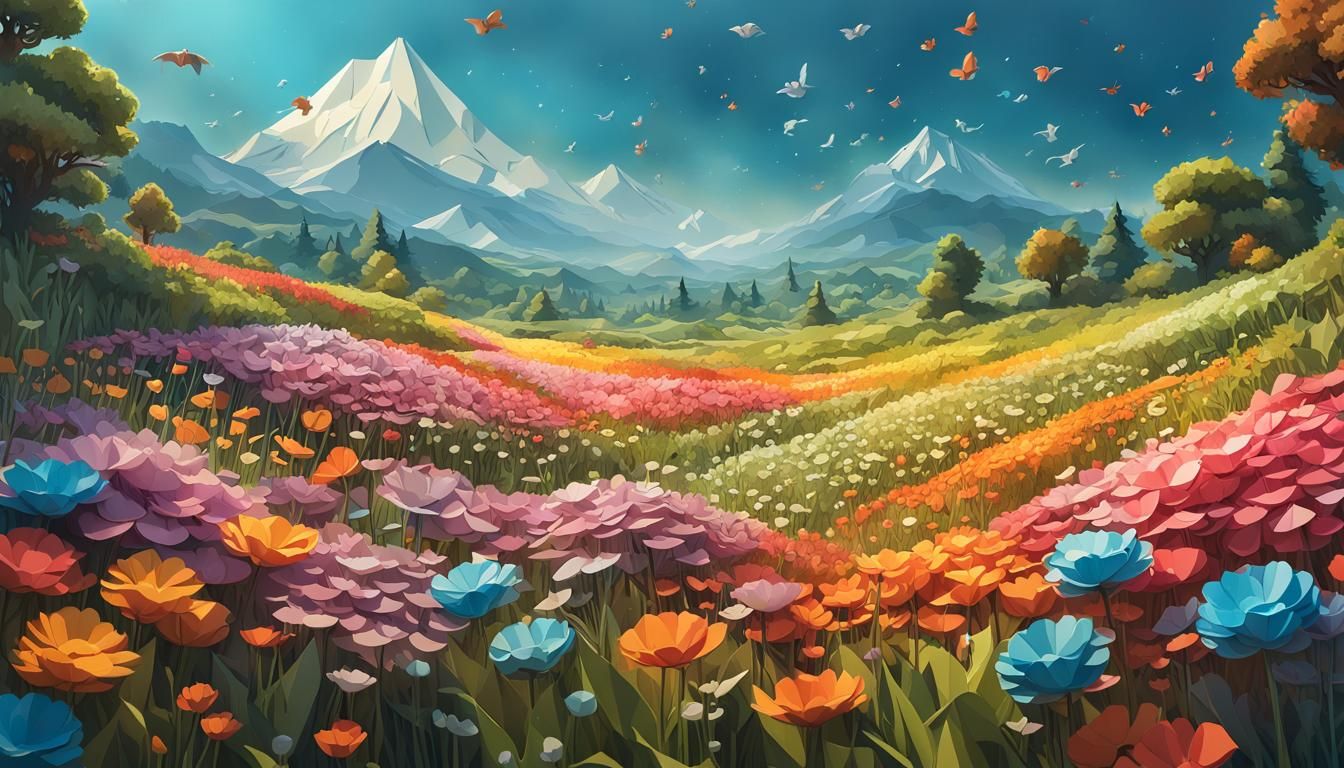 Flower Field Meets Sea Storm: A Masterpiece
