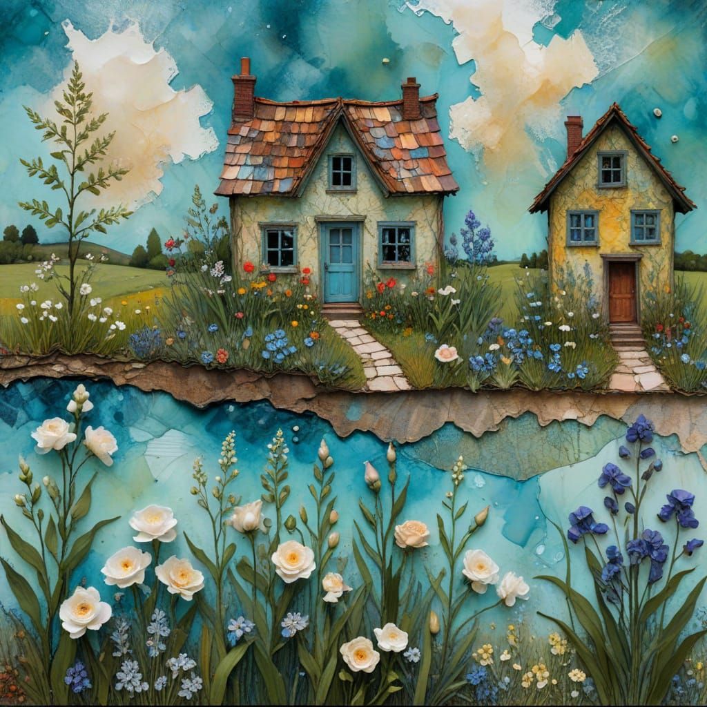 Surrealistic Dreamscapes in Mixed Media Masterpiece