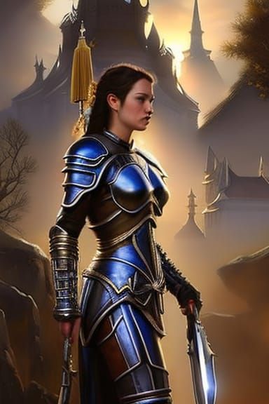 Female Knight Portrait in Detailed Digital Art