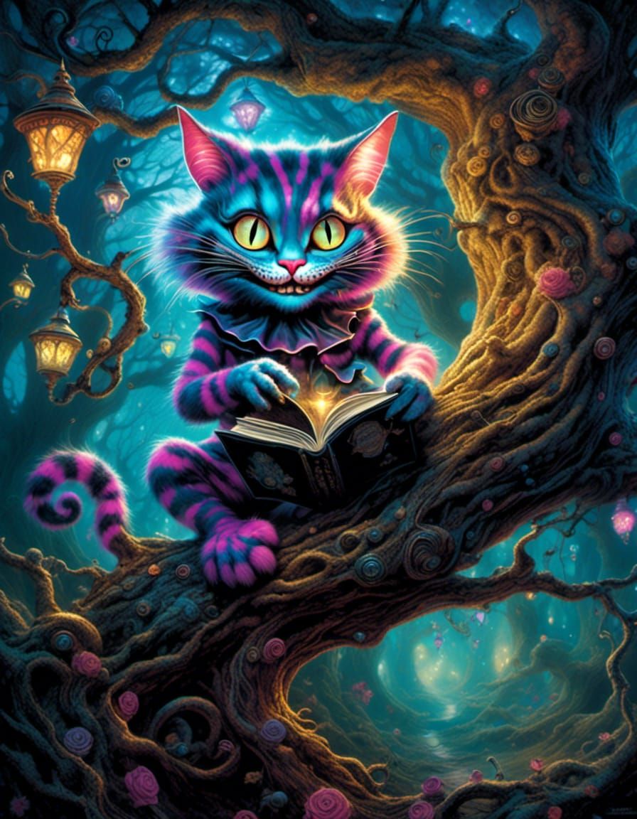 Cheshire Cat in Gothic, Futuristic Style