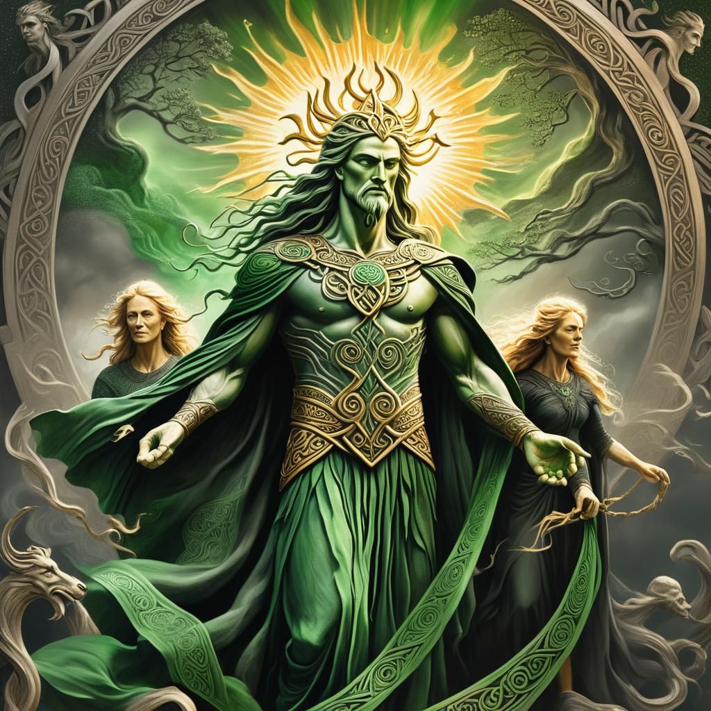 Lugh, Celtic Sun God, in Dramatic Charcoal Drawing