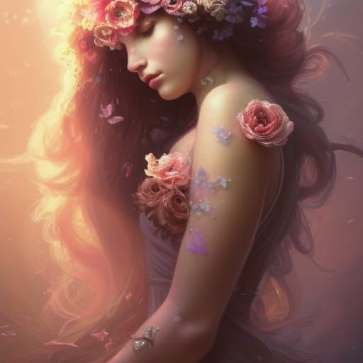 Blossom Fairy Portrait in Hyperdetailed Digital Art