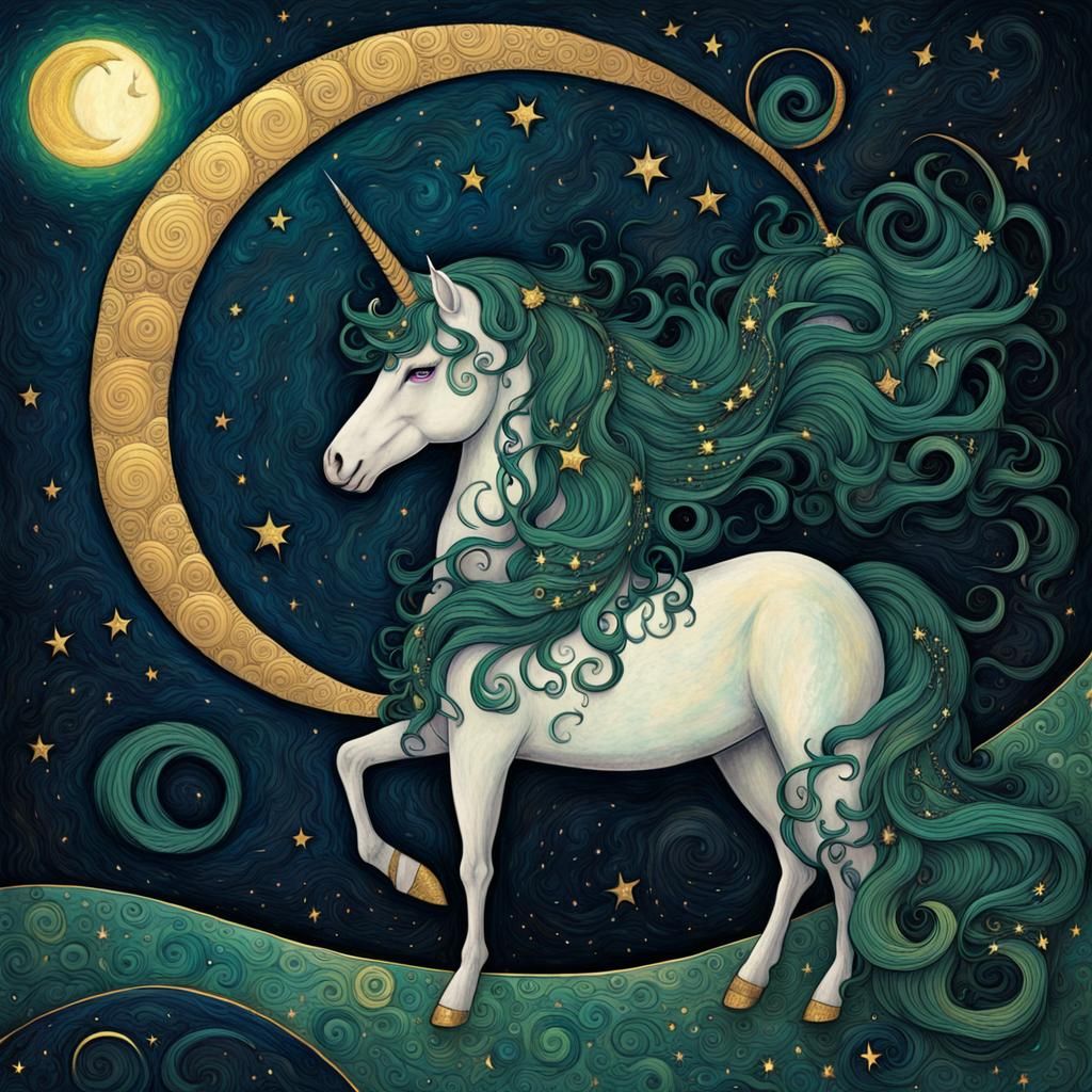 Unicorn Under Sun and Moon: Mythic Fantasy Art