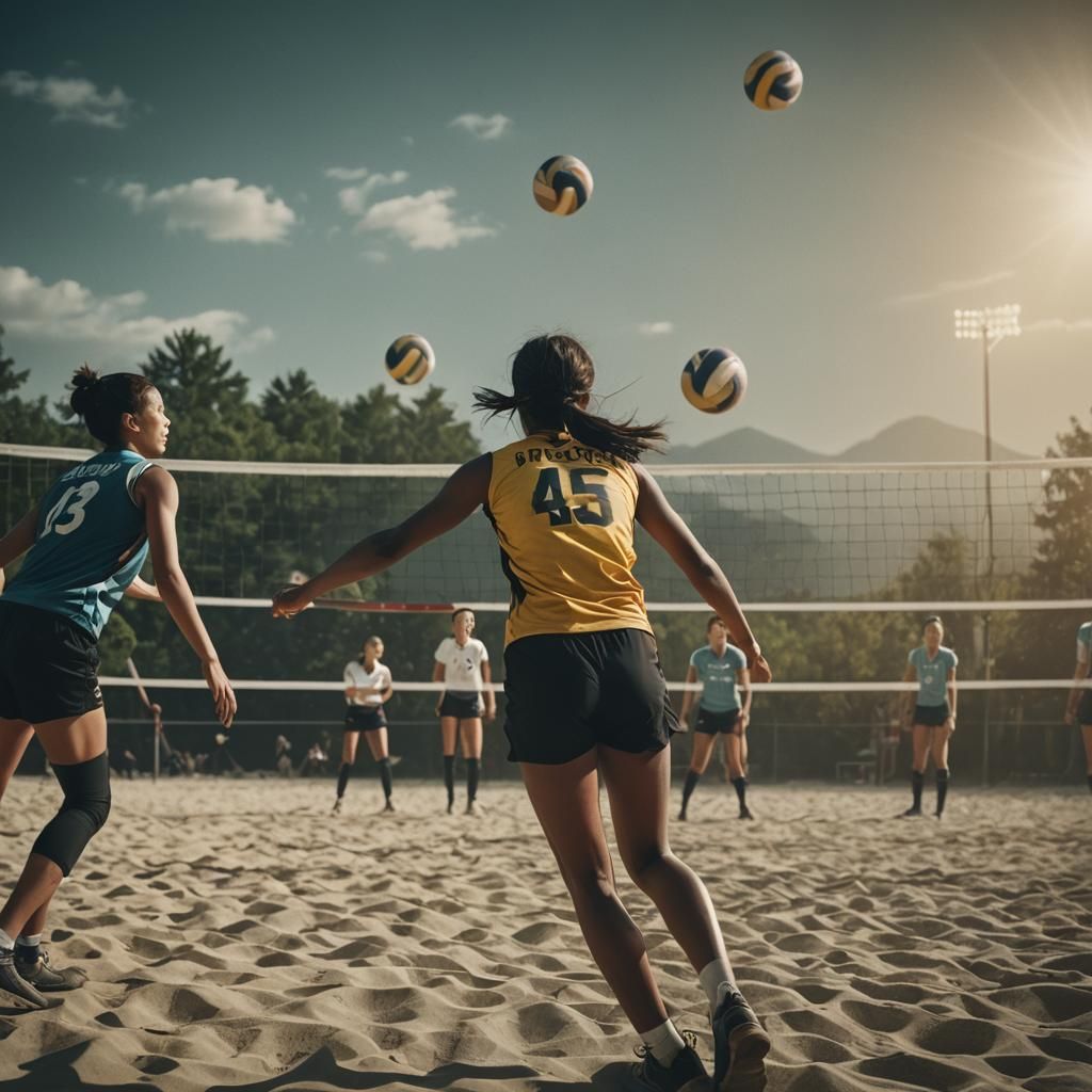 Dramatic Volleyball Scene in Cinematic Style