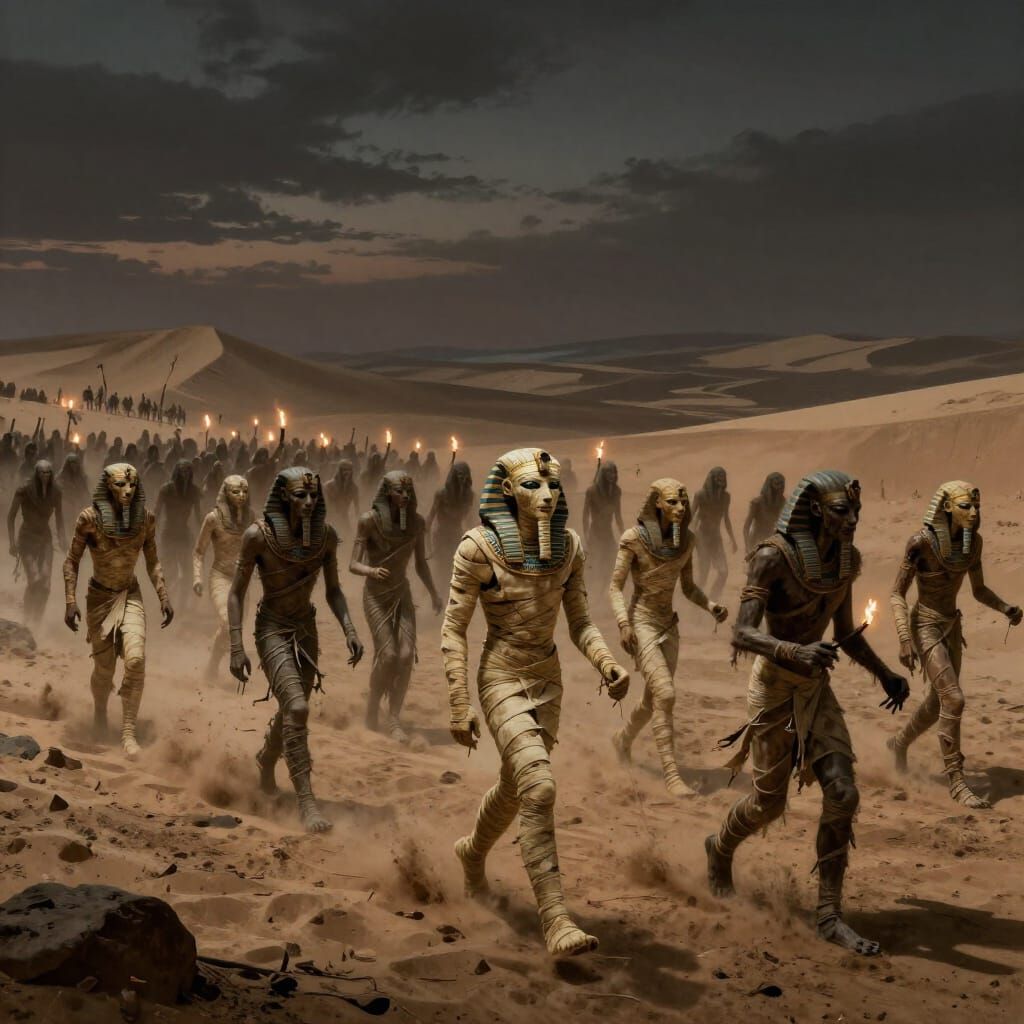 Ancient Mummy Horde in Desolate Desert