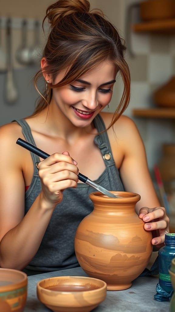 Woman Handcrafting a Clay Pot