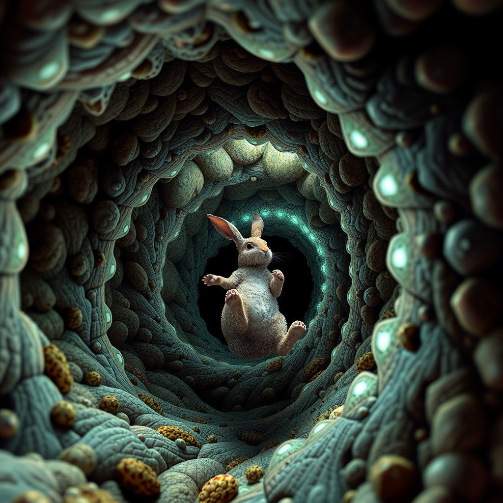 Rabbit Falling Down a Fractal Vortex