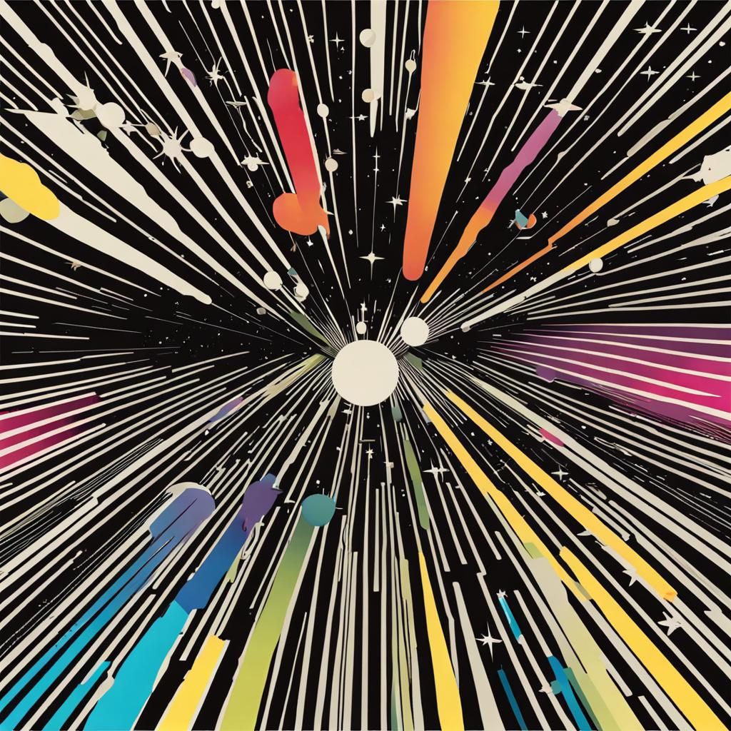 Colorful Barcode Art of Spacecraft Silhouettes