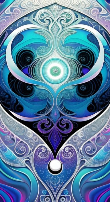 Holographic Vaporwave Yin Yang Art Nouveau Fractal