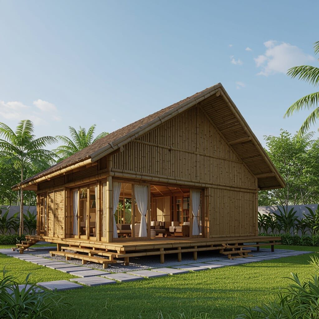 Beautiful Bamboo House in Serene Landscape