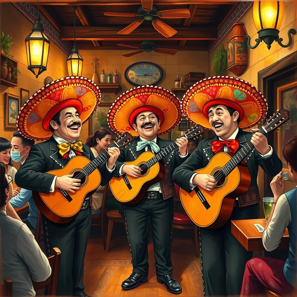 Mariachi Singers in Quaint Mexican Restaurant