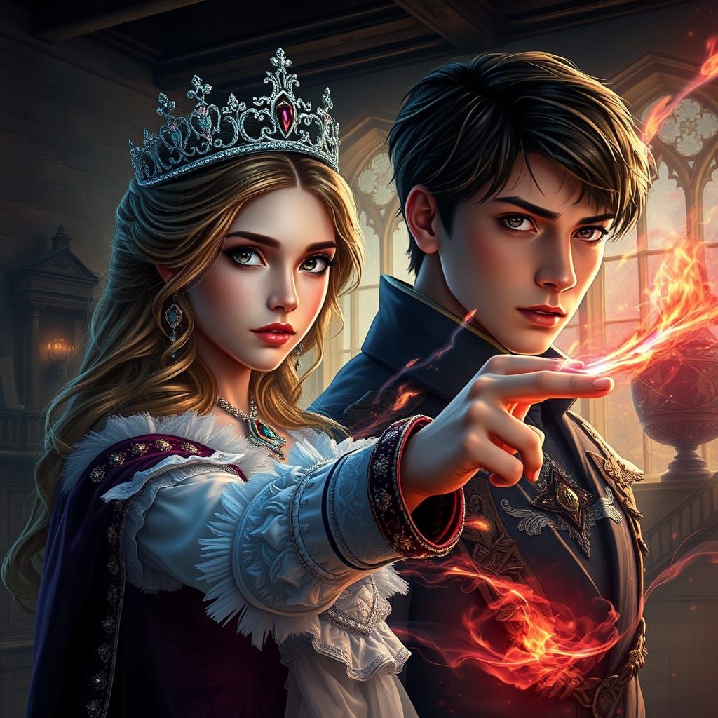 Royal Magic Meets Dark Destiny in Matte Painting Style