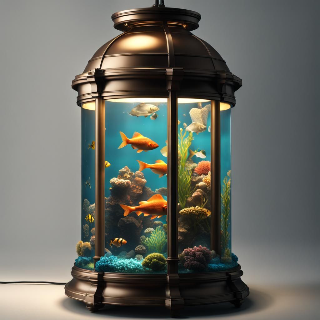 Fish Swim Freely in Lamp Aquarium