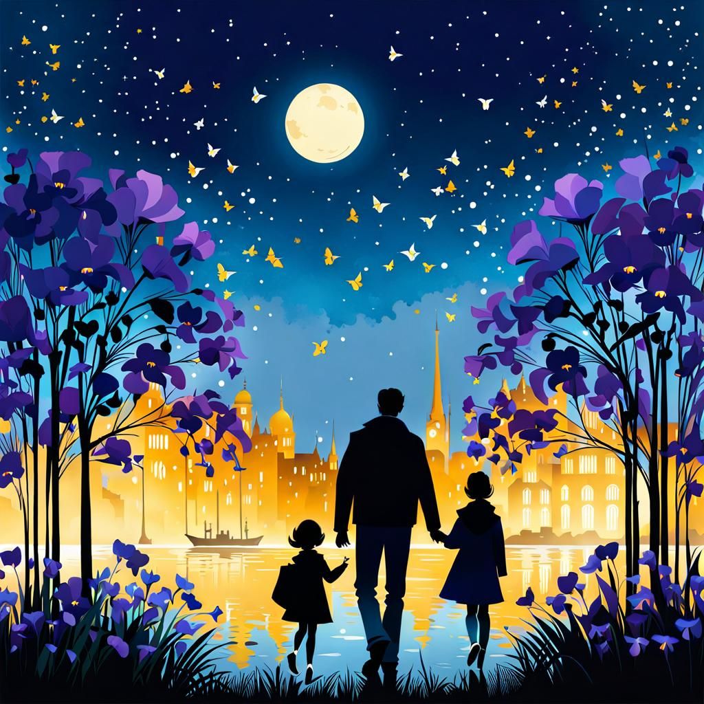 Irises as Whimsical Cartoon Illustration