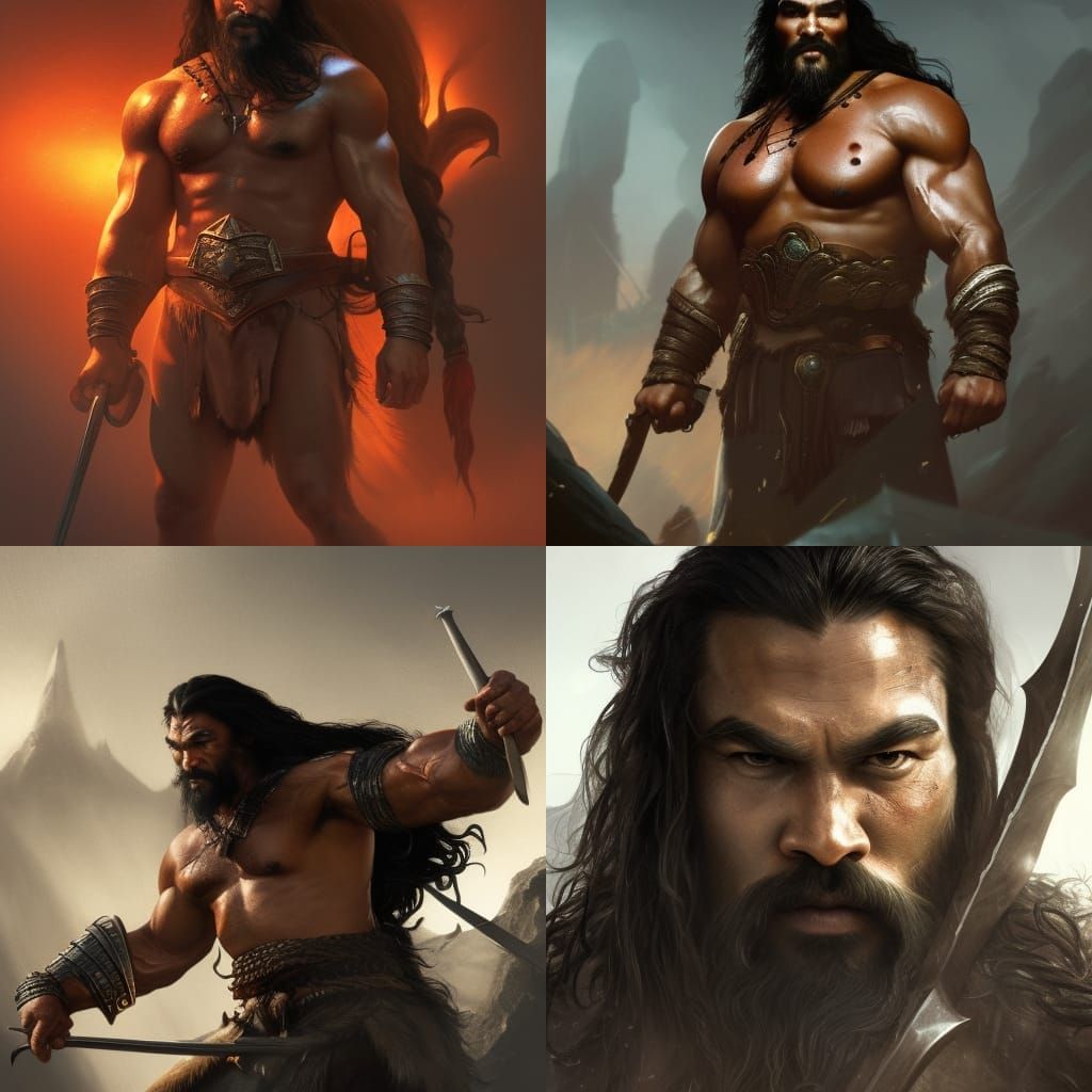 Hyperdetailed Barbarian Concept Art in Orange and Teal