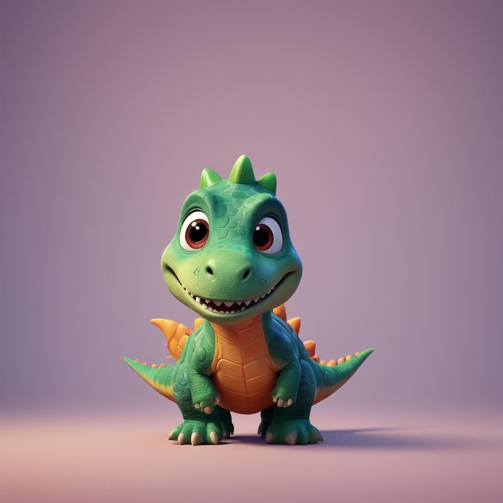 Cute Dinosaur in Pixar Style 3D Art