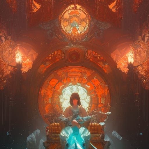 Intricate Throne Concept Art in Digital Painting Style