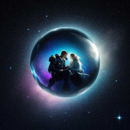 Surreal Astronauts in Glittering Cosmic Dreamscape