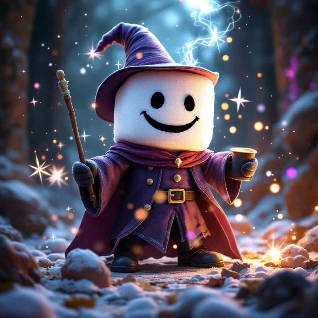 Marshmallow Wizard at Magic School in Luminous Style