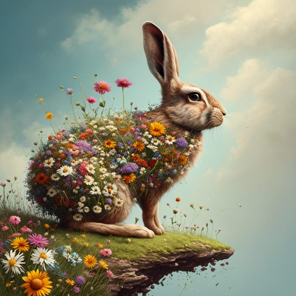 Hare on Hillside Sniffs the Breeze