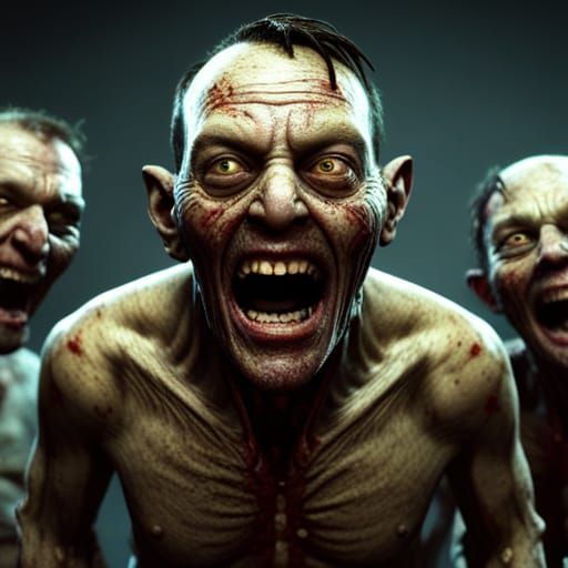 Nightmarish Zombies Laughing Hysterically in 3D