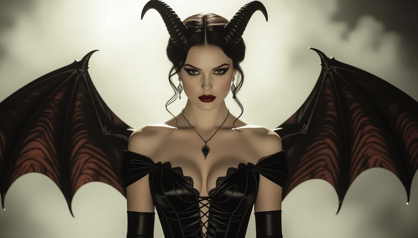Woman Seduced by Devil in Gothic Fantasy Style