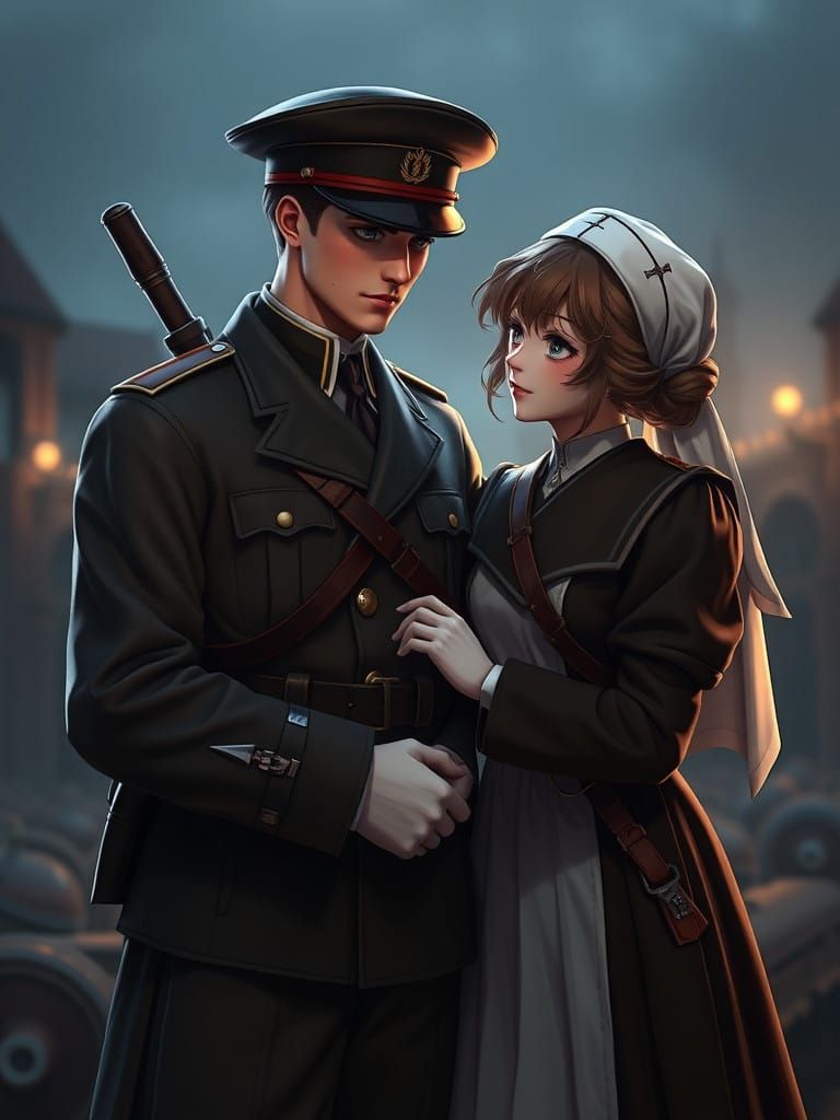 War-Torn Lovers in Cyberpunk Art