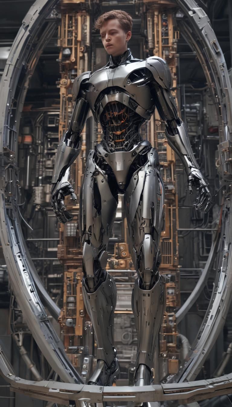 Cyberpunk Cyclops Robot with Visible Mechanics