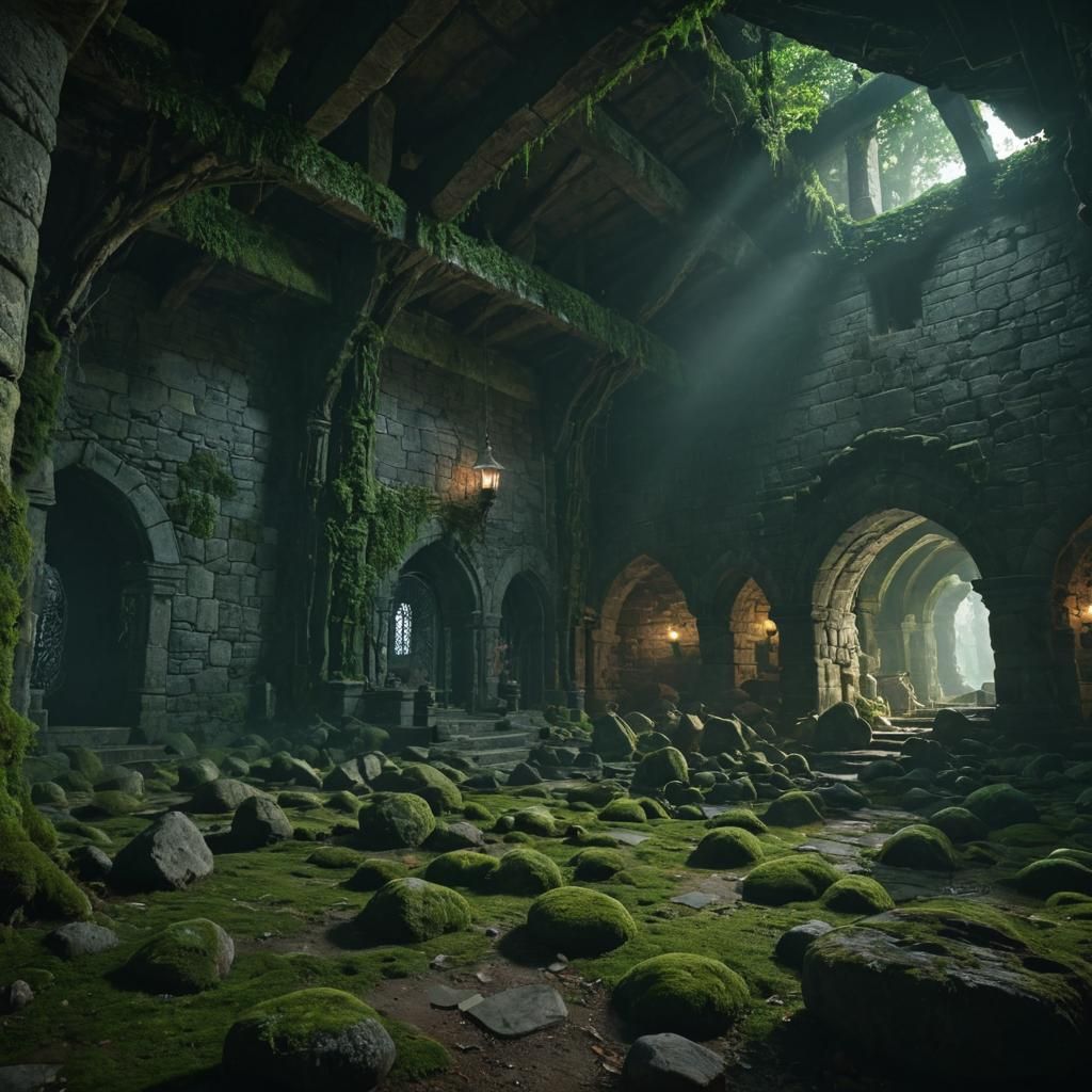 Hyper-Realistic Forest Flourishes in Ancient Dungeon