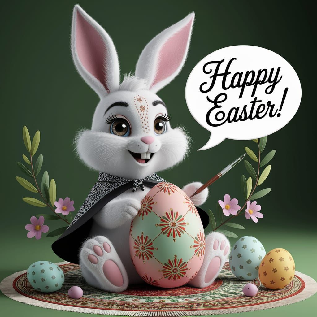 Whimsical Middle Eastern Easter Bunny in Traditional Attire